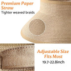 Wide Brim Straw Beach Hat for Women | UPF 50+ Packable Floppy Sun Hat with Ponytail Hole 5