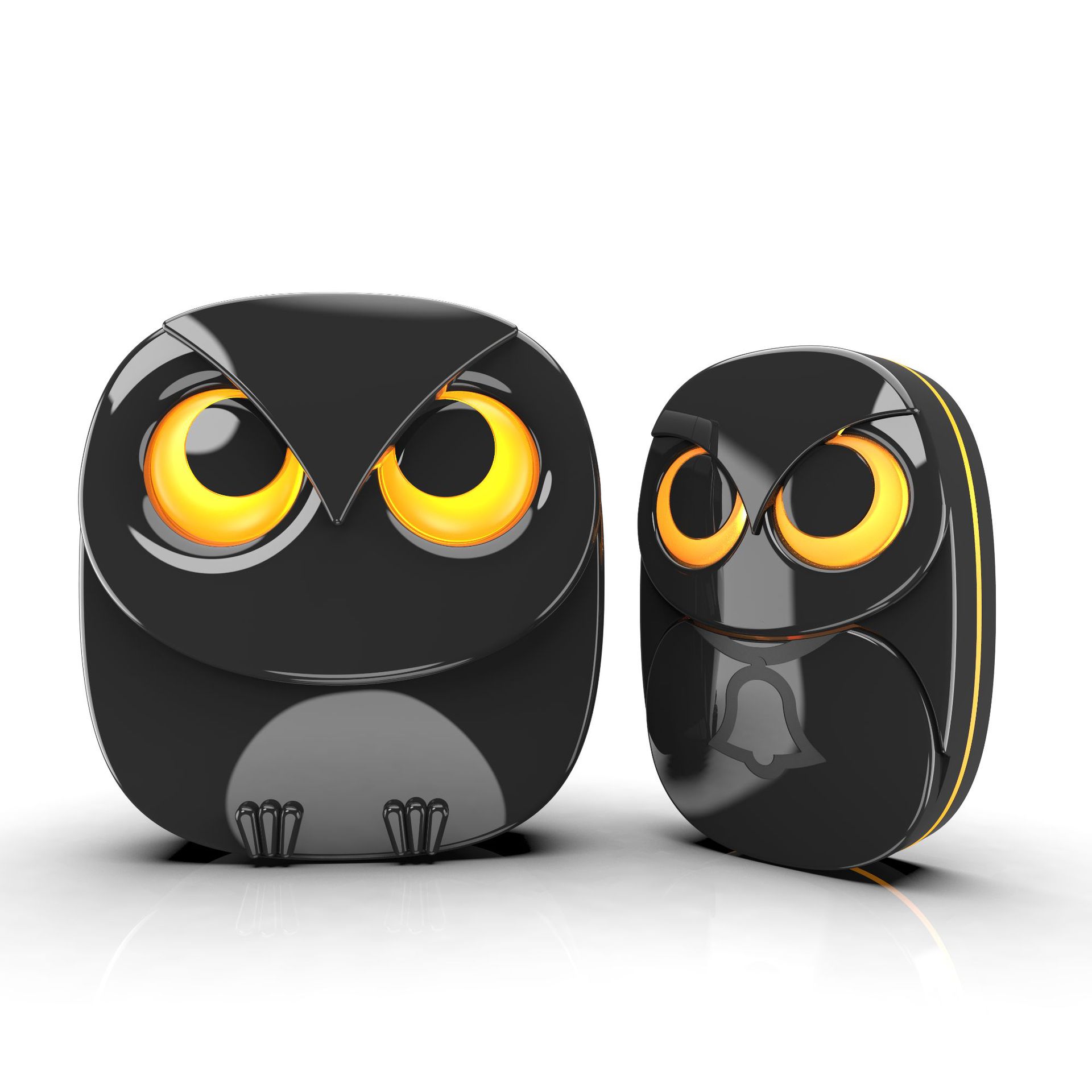 Wireless Owl Doorbell | Waterproof Long-Range Music Door Bell, Battery Powered (Black & White) 3