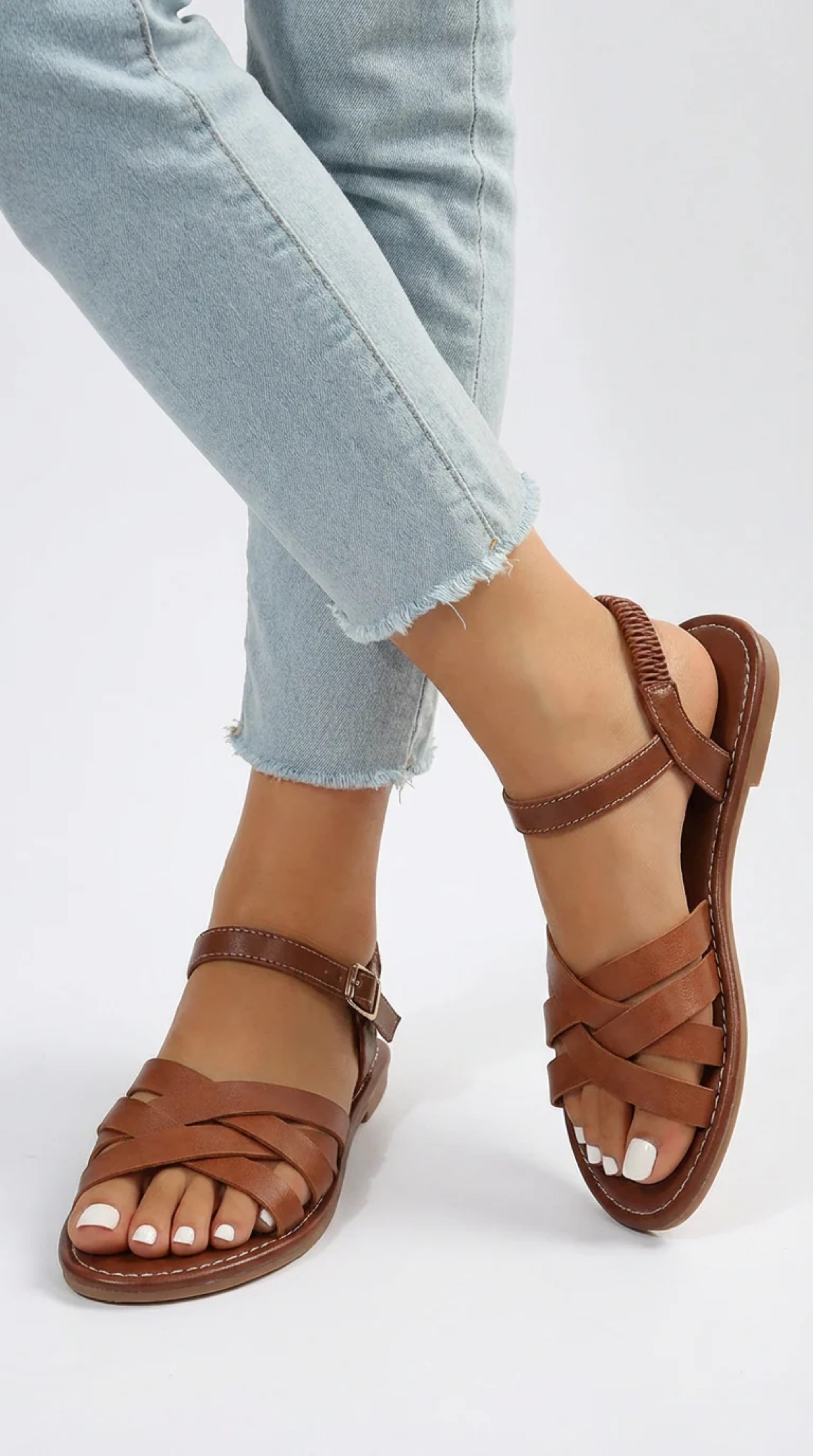 Women’s Cross-Strap Sandals with Ankle Strap – Everyday Comfort 0