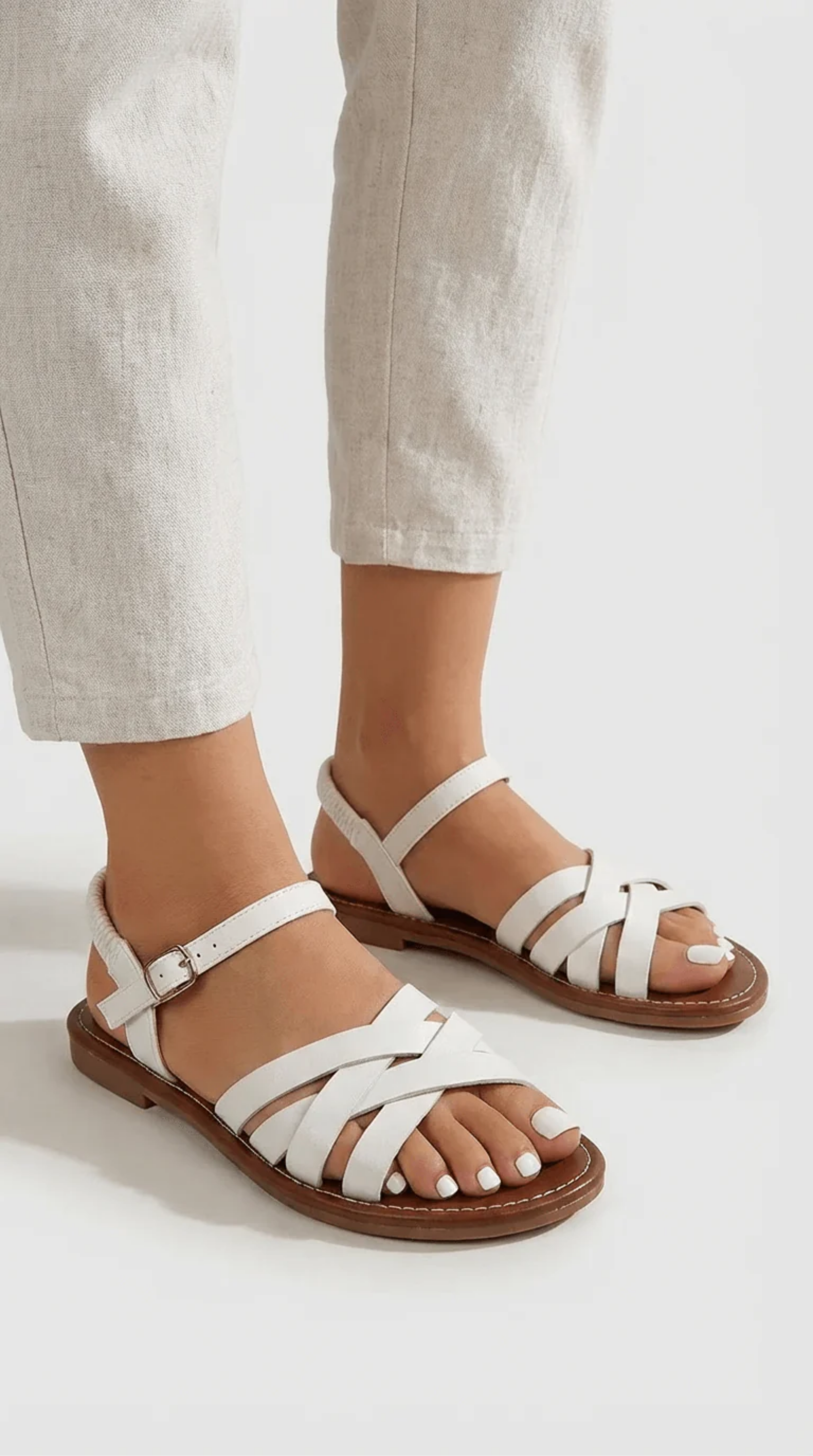 Women’s Cross-Strap Sandals with Ankle Strap – Everyday Comfort 1