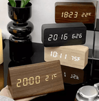 WoodSense | LED-Holzuhr mit Sprachsteuerung & Anpassbarer Helligkeit | Stilvolles Design für Komfort 3