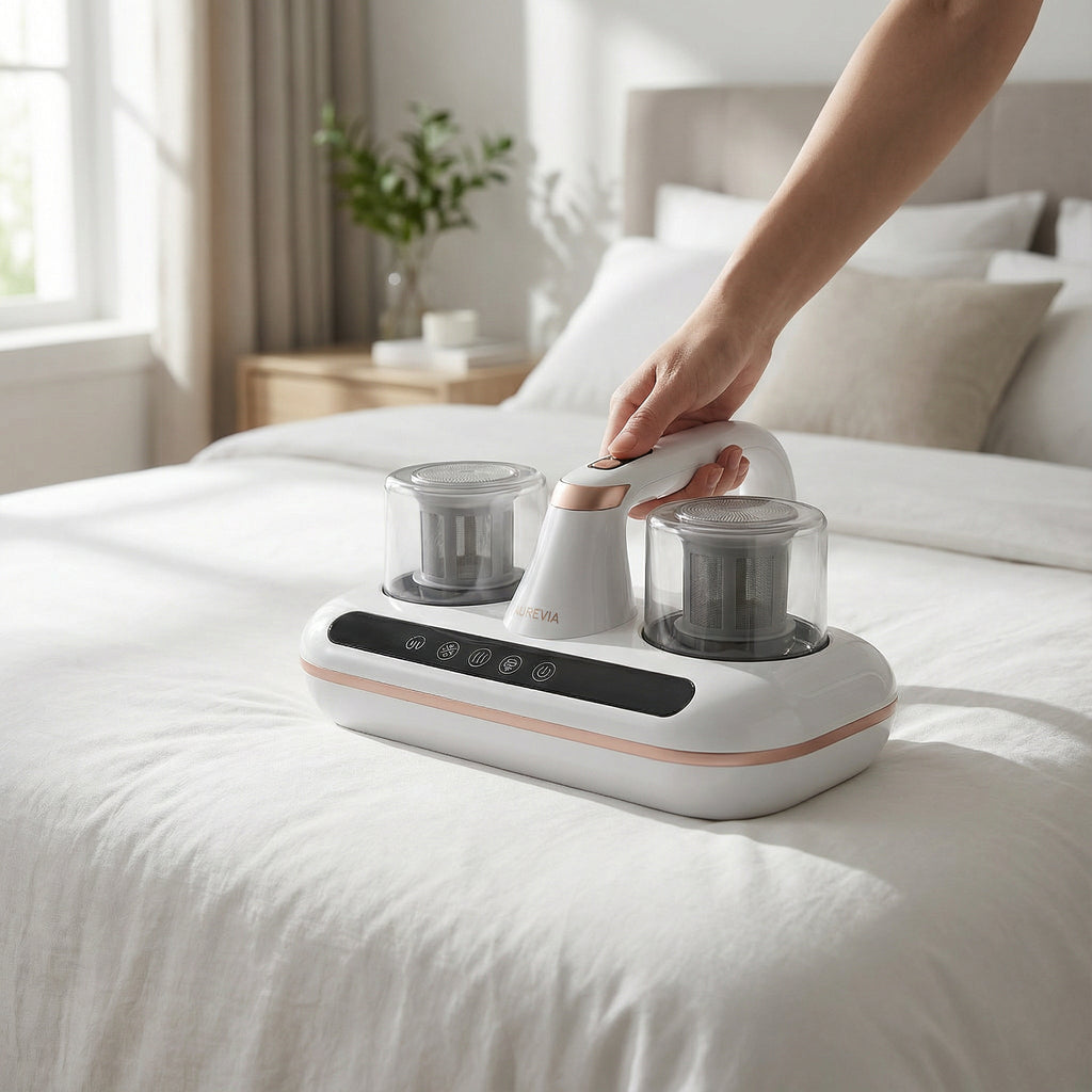 Mattress Vacuum with UV Light – Cordless with HEPA Filter and Tapping