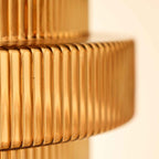 Ribbed Glass Pendant Light – Tiered Hanging Ceiling Lamp with Brass-Tone Finish