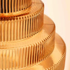 Ribbed Glass Pendant Light – Tiered Hanging Ceiling Lamp with Brass-Tone Finish