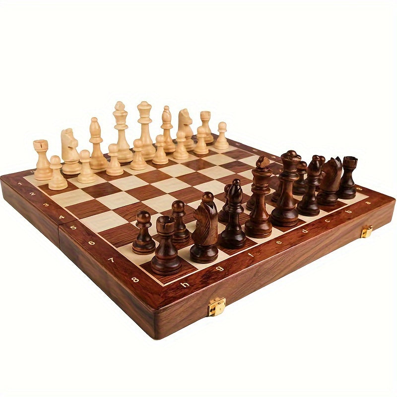 Wooden Chess Set – 39 cm Folding Chess Board with Storage