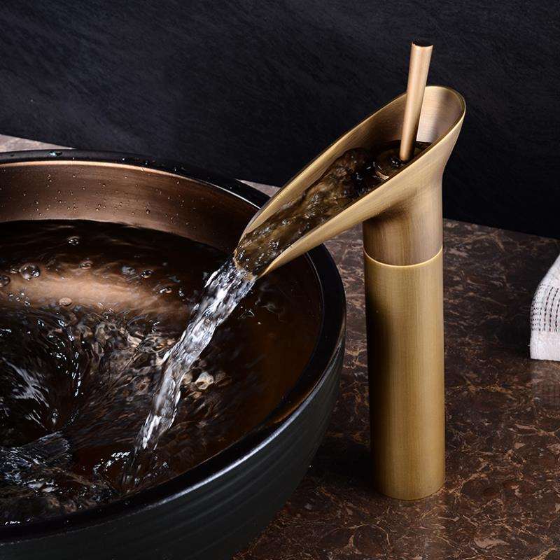 Waterfall Bathroom Sink Faucet – Tall Single Handle Basin Mixer Tap