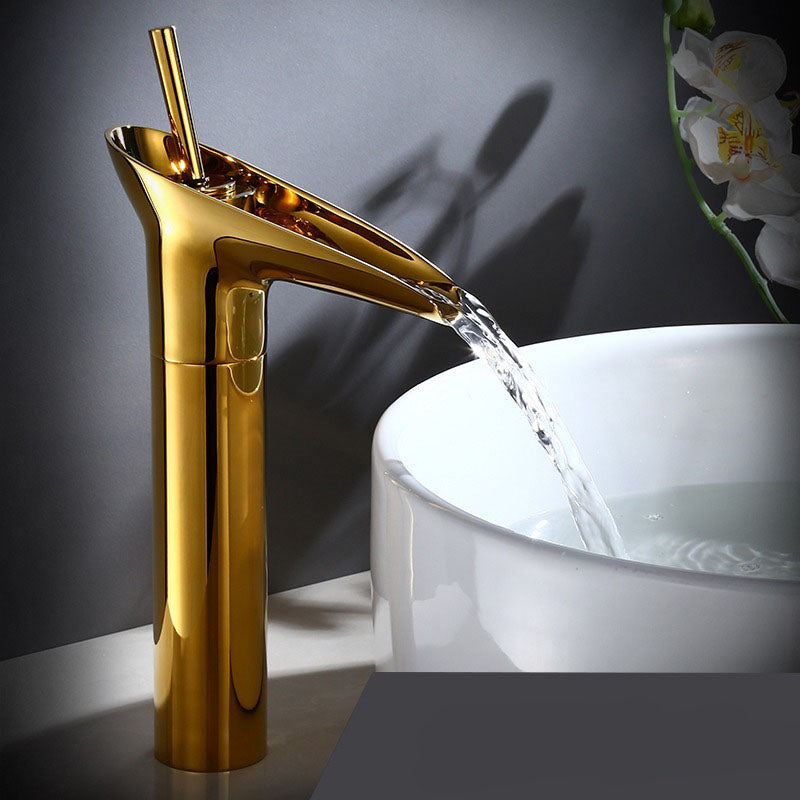 Waterfall Bathroom Sink Faucet – Tall Single Handle Basin Mixer Tap