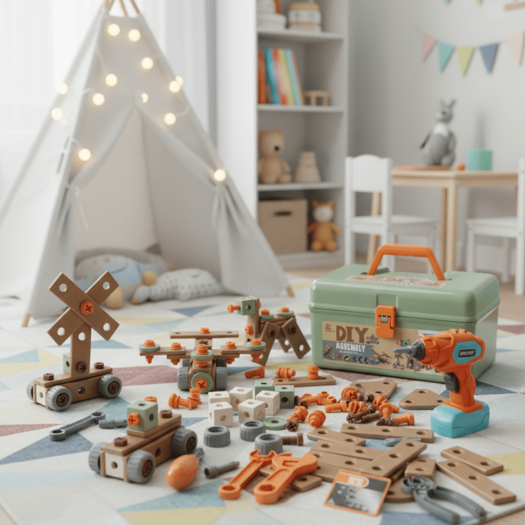 Kids Tool Case – Construction Set with Electric Screwdriver and Parts