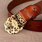 Traditionele Damesriem met Zonnebloemenprint en Stijlvolle Gesp – Perfect voor Oktoberfest