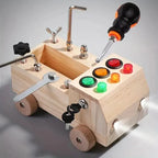Montessori Activity Board – Wooden Busy Board with LED Lights, Switches & Locks