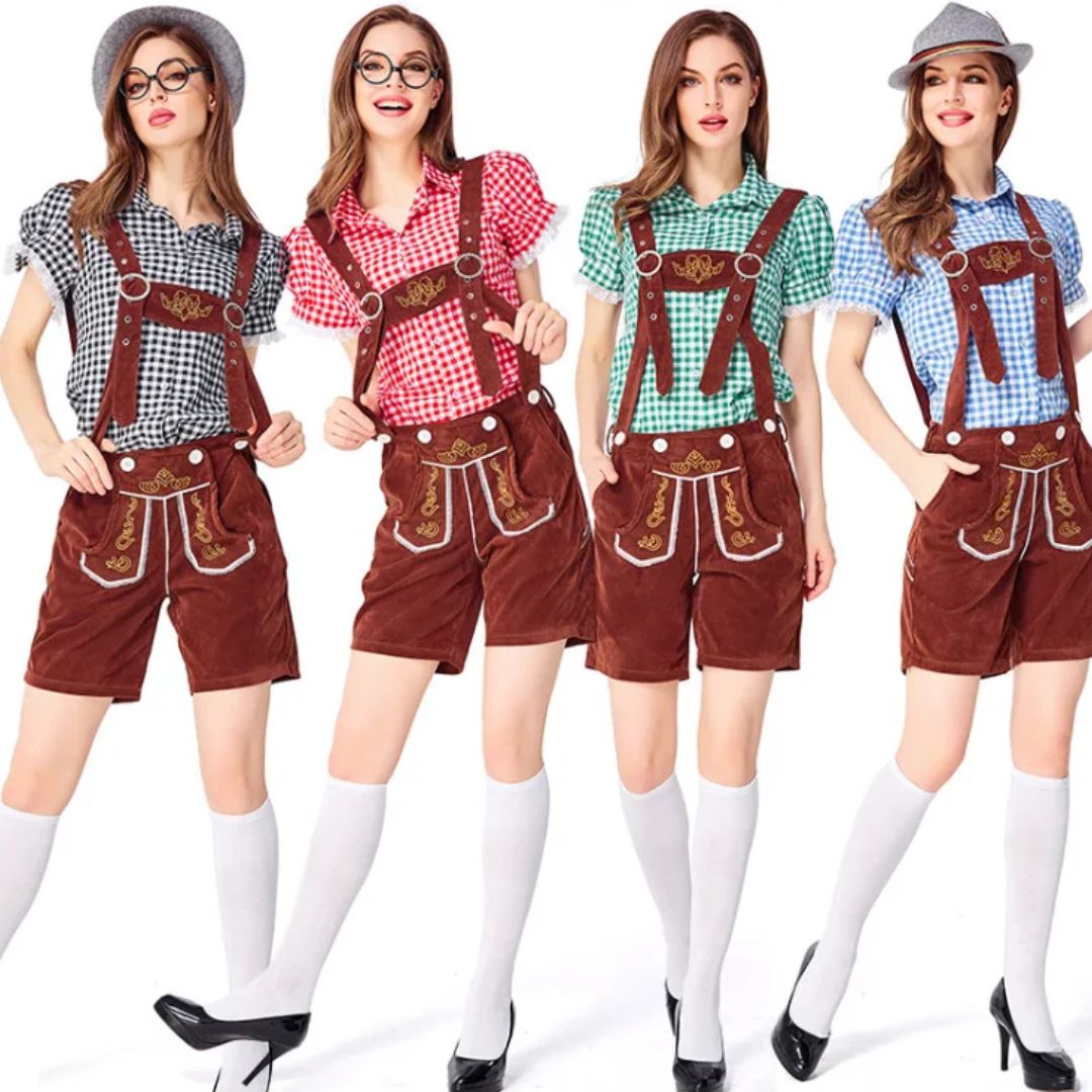 Lederhose Hannelore - Oktoberfest Outfit Voor Dames Met Haltertop | Beierse Lederhosen Kostuum
