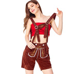 Lederhose Hannelore - Oktoberfest Outfit Voor Dames Met Haltertop | Beierse Lederhosen Kostuum