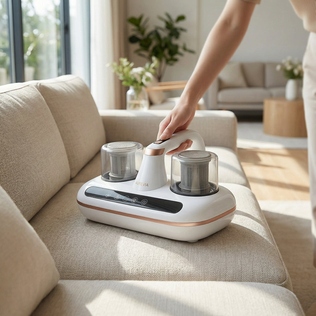 Mattress Vacuum with UV Light – Cordless with HEPA Filter and Tapping