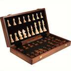 Wooden Chess Set – 39 cm Folding Chess Board with Storage