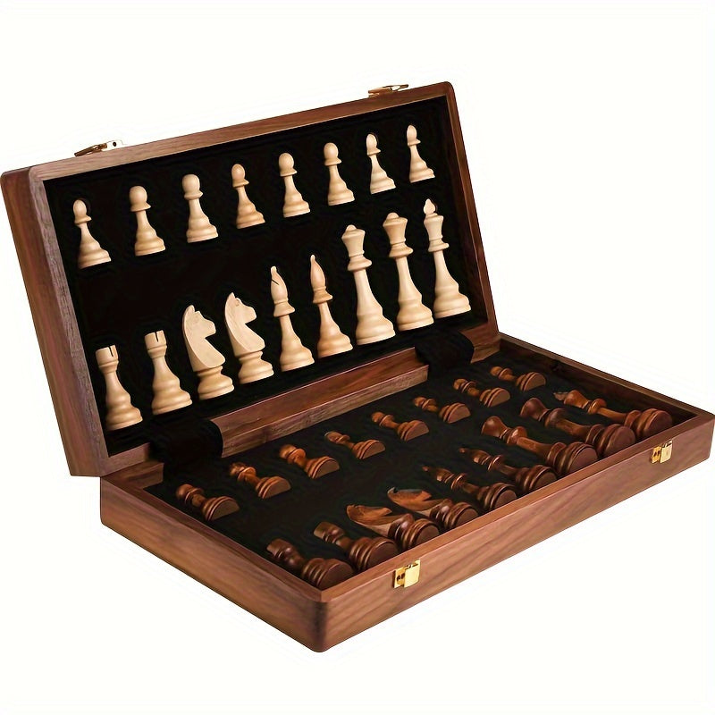 Wooden Chess Set – 39 cm Folding Chess Board with Storage
