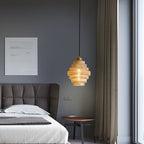 Ribbed Glass Pendant Light – Tiered Hanging Ceiling Lamp with Brass-Tone Finish