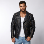 PU Leather Biker Jacket | Bold Streetwear Fit, Asymmetric Zip & Utility Hardware Detail