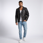 PU Leather Biker Jacket | Bold Streetwear Fit, Asymmetric Zip & Utility Hardware Detail
