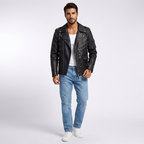 PU Leather Biker Jacket | Bold Streetwear Fit, Asymmetric Zip & Utility Hardware Detail