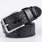 Embossed Leather-Look Belt | Western Pattern, Metal Buckle & Refined Everyday Style