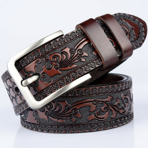 Embossed Leather-Look Belt | Western Pattern, Metal Buckle & Refined Everyday Style