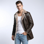 Faux Leather Longline Jacket | Soft Faux Fur Lining, Tailored Fit & Refined Winter Style