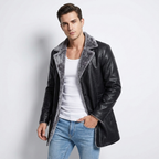 Faux Leather Longline Jacket | Soft Faux Fur Lining, Tailored Fit & Refined Winter Style