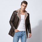 Faux Leather Longline Jacket | Soft Faux Fur Lining, Tailored Fit & Refined Winter Style