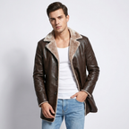 Faux Leather Longline Jacket | Soft Faux Fur Lining, Tailored Fit & Refined Winter Style