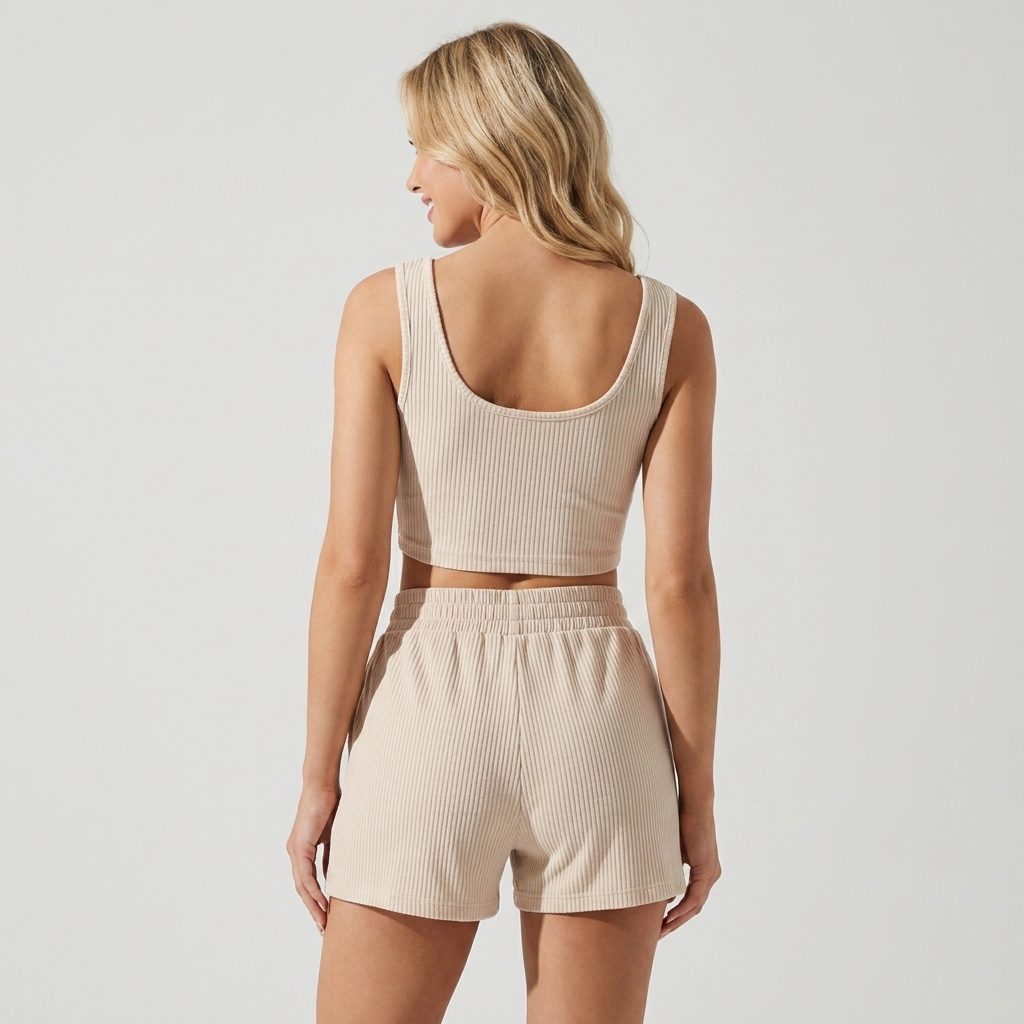 Ribbed Crop Top & Shorts Set | Soft Summer Texture, Relaxed Fit & Effortless Matching Style