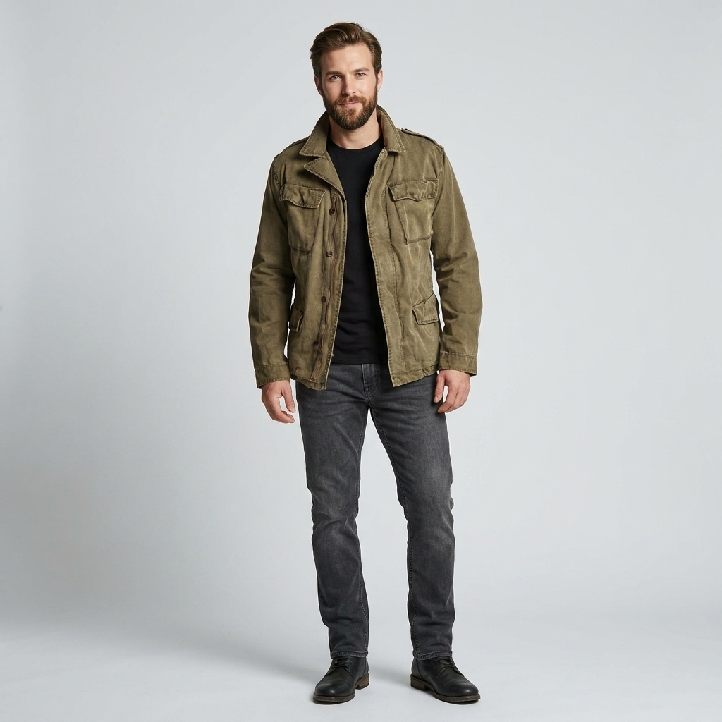 Men’s Vintage Field Jacket | Rugged Utility Style, Multi-Pocket Design & Relaxed Everyday Fit