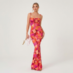 Floral Spaghetti Strap Maxi Dress | Slim Fit, Tie-Shoulder Detail & Summer Print
