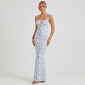 Floral Spaghetti Strap Maxi Dress | Slim Fit, Tie-Shoulder Detail & Summer Print