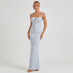 Floral Spaghetti Strap Maxi Dress | Slim Fit, Tie-Shoulder Detail & Summer Print