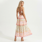 Tiered Floral Maxi Dress | Spaghetti Straps, Cut-Out Waist & Romantic Summer Detail