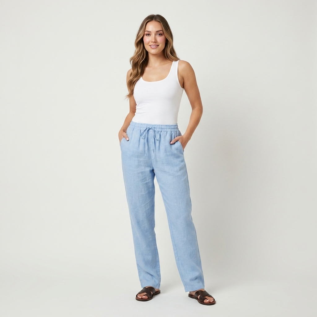 Women’s Linen-Look Trousers | High-Waist Fit, Relaxed Straight Leg & Effortless Summer Style
