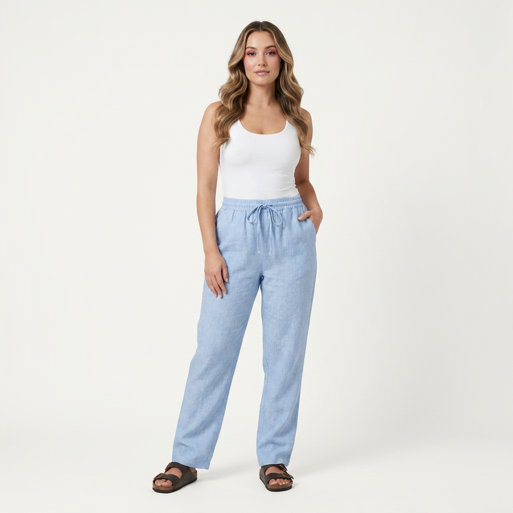 Women’s Linen-Look Trousers | High-Waist Fit, Relaxed Straight Leg & Effortless Summer Style