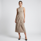 Sleeveless Midi Dress | Twist Waist, Draped Fit & Elegant Occasion Style