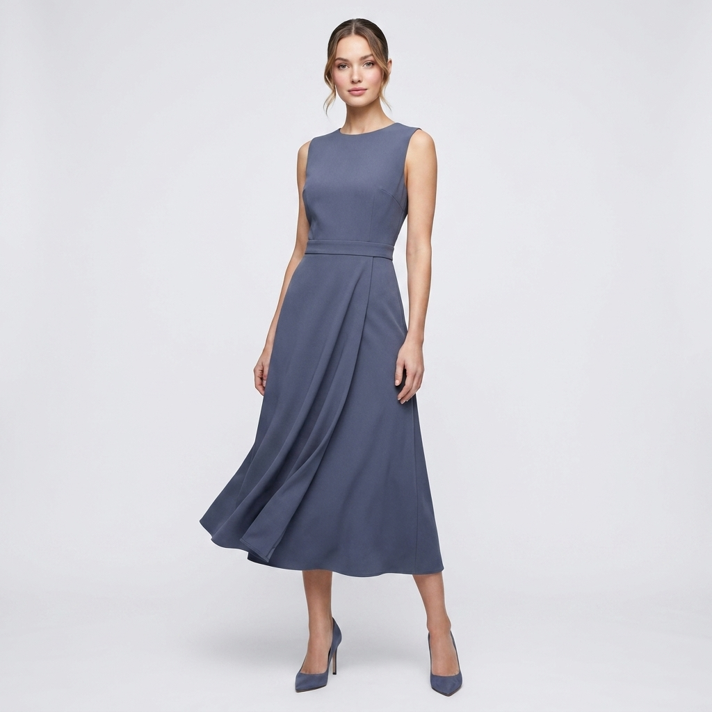 Sleeveless Midi Dress | Twist Waist, Draped Fit & Elegant Occasion Style