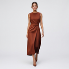 Sleeveless Midi Dress | Twist Waist, Draped Fit & Elegant Occasion Style