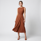 Sleeveless Midi Dress | Twist Waist, Draped Fit & Elegant Occasion Style