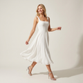 Square Neck Midi Dress | Flared Fit, Clean Bodice & Elegant Occasion Style