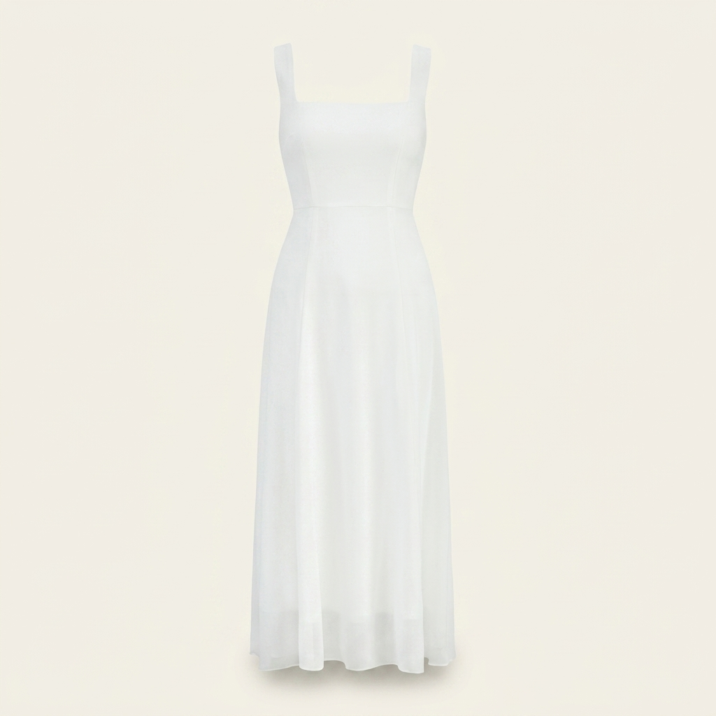 Square Neck Midi Dress | Flared Fit, Clean Bodice & Elegant Occasion Style