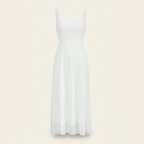 Square Neck Midi Dress | Flared Fit, Clean Bodice & Elegant Occasion Style