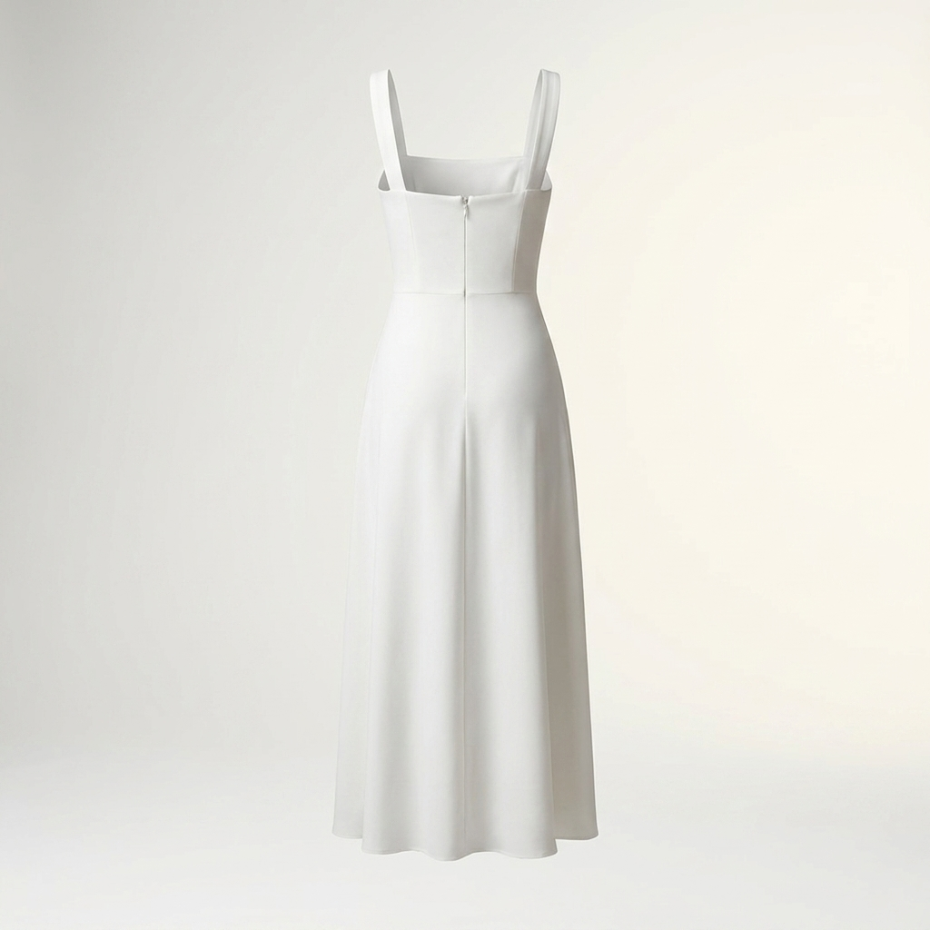 Square Neck Midi Dress | Flared Fit, Clean Bodice & Elegant Occasion Style