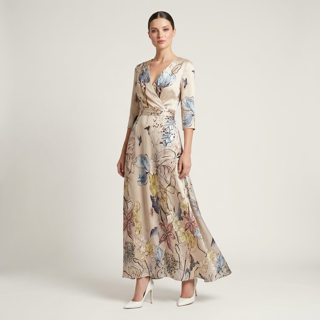 Floral Wrap Maxi Dress | Flowing Fit, V-Neckline & Statement Print