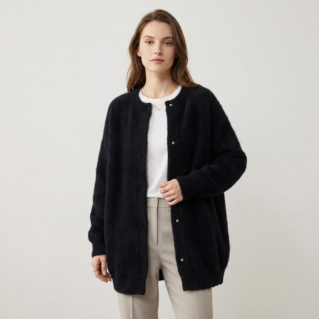 Long Soft Knit Cardigan | Relaxed Oversized Fit, Button Front & Minimal Layering Style
