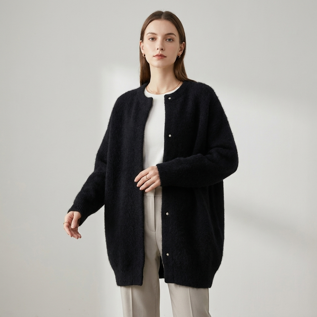 Long Soft Knit Cardigan | Relaxed Oversized Fit, Button Front & Minimal Layering Style