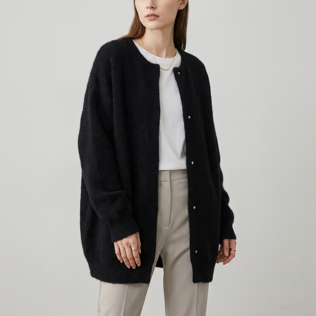 Long Soft Knit Cardigan | Relaxed Oversized Fit, Button Front & Minimal Layering Style