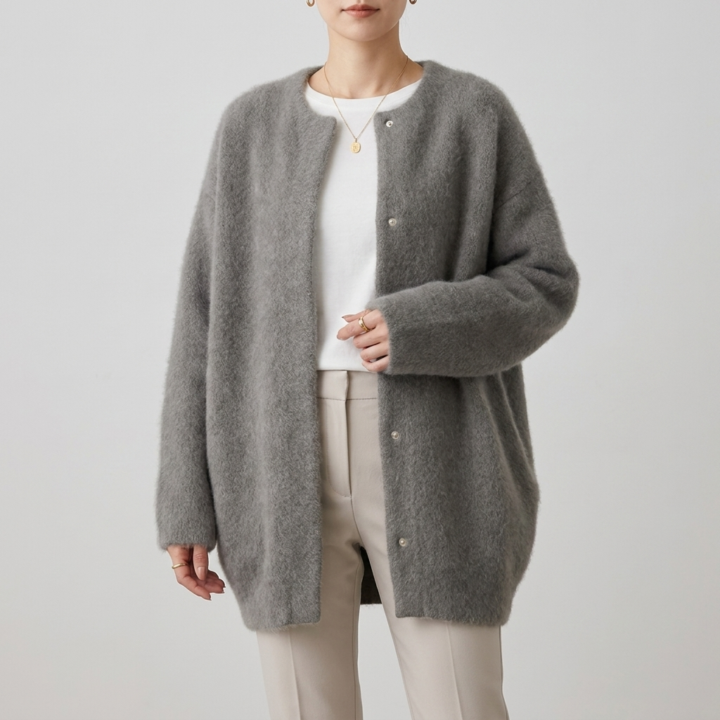 Long Soft Knit Cardigan | Relaxed Oversized Fit, Button Front & Minimal Layering Style